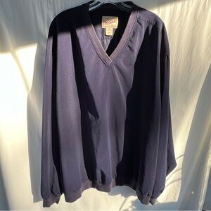 Vintage Woolrich Sueded Polyester V-Neck Long Sleeves XXL Navy Blue